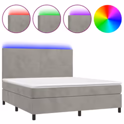 Letto a Molle Materasso e LED Grigio Chiaro 160x200 cm Vellutocod mxl 99060 - Vista aggiuntiva 2
