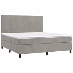 Letto a Molle Materasso e LED Grigio Chiaro 160x200 cm Vellutocod mxl 99060 - Vista aggiuntiva 3