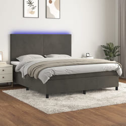 Letto a Molle con Materasso e LED Grigio Scuro 160x200 cmcod mxl 75086