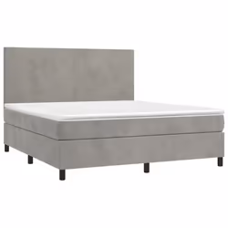 vidaXL Letto a Molle Materasso e LED Grigio Chiaro 180x200 cm Velluto - Vista aggiuntiva 3
