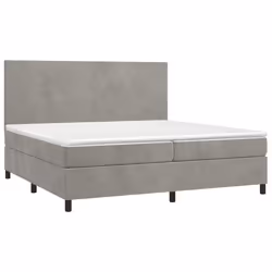 vidaXL Letto a Molle Materasso e LED Grigio Chiaro 200x200 cm Velluto - Vista aggiuntiva 3