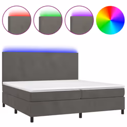 vidaXL Letto a Molle con Materasso e LED Grigio Scuro 200x200 cm - Vista aggiuntiva 2