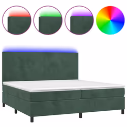vidaXL Letto a Molle con Materasso e LED Verde Scuro 200x200cm Velluto - Vista aggiuntiva 2
