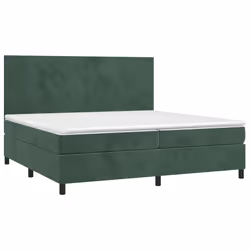 vidaXL Letto a Molle con Materasso e LED Verde Scuro 200x200cm Velluto - Vista aggiuntiva 3
