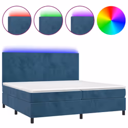 vidaXL Letto a Molle con Materasso e LED Blu Scuro 200x200 cm - Vista aggiuntiva 2