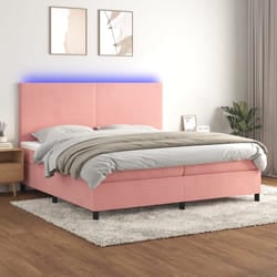vidaXL Letto a Molle con Materasso e LED Rosa 200x200 cm in Velluto