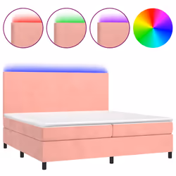 vidaXL Letto a Molle con Materasso e LED Rosa 200x200 cm in Velluto - Vista aggiuntiva 2