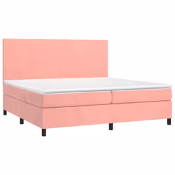 vidaXL Letto a Molle con Materasso e LED Rosa 200x200 cm in Velluto - Vista aggiuntiva 3