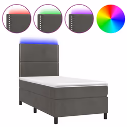 Letto a Molle con Materasso e LED Grigio Scuro 90x200cm Vellutocod mxl 123029 - Vista aggiuntiva 2