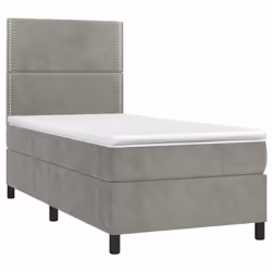 Letto a Molle Materasso e LED Grigio Chiaro 100x200 cm Vellutocod mxl 99062 - Vista aggiuntiva 3