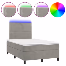 vidaXL Letto a Molle Materasso e LED Grigio Chiaro 120x200 cm Velluto - Vista aggiuntiva 2
