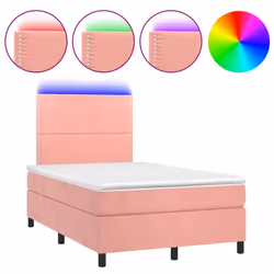 Letto a Molle con Materasso e LED Rosa 120x200 cm in Vellutocod mxl 99082 - Vista aggiuntiva 2