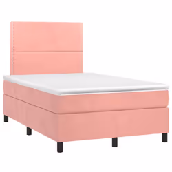Letto a Molle con Materasso e LED Rosa 120x200 cm in Vellutocod mxl 99082 - Vista aggiuntiva 3