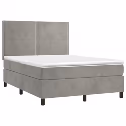 Letto a Molle Materasso e LED Grigio Chiaro 140x190 cm Vellutocod mxl 75099 - Vista aggiuntiva 3