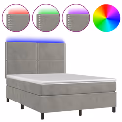 Letto a Molle Materasso e LED Grigio Chiaro 140x200 cm Vellutocod mxl 75103 - Vista aggiuntiva 2