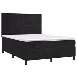 Letto a Molle con Materasso e LED Nero 140x200 cm in Vellutocod mxl 75112 - Vista aggiuntiva 3