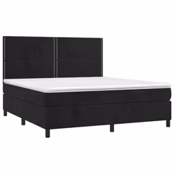 Letto a Molle con Materasso e LED Nero 160x200 cm in Vellutocod mxl 75085 - Vista aggiuntiva 3