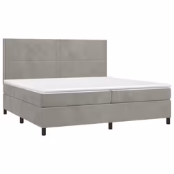 vidaXL Letto a Molle Materasso e LED Grigio Chiaro 200x200 cm Velluto - Vista aggiuntiva 3