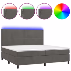 vidaXL Letto a Molle con Materasso e LED Grigio Scuro 200x200 cm - Vista aggiuntiva 2