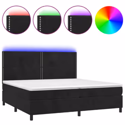 vidaXL Letto a Molle con Materasso e LED Nero 200x200 cm in Velluto - Vista aggiuntiva 2