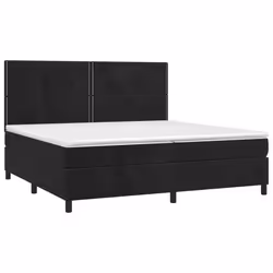 vidaXL Letto a Molle con Materasso e LED Nero 200x200 cm in Velluto - Vista aggiuntiva 3