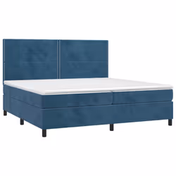 vidaXL Letto a Molle con Materasso e LED Blu Scuro 200x200 cm - Vista aggiuntiva 3