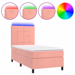 vidaXL Letto a Molle con Materasso e LED Rosa 80x200 cm in Velluto - Vista aggiuntiva 2