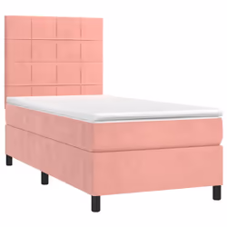 vidaXL Letto a Molle con Materasso e LED Rosa 80x200 cm in Velluto - Vista aggiuntiva 3