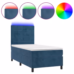 Letto a Molle con Materasso e LED Blu Scuro 90x190cm in Vellutocod mxl 75092 - Vista aggiuntiva 2