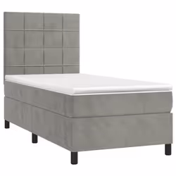 Letto a Molle Materasso e LED Grigio Chiaro 90x200 cm Vellutocod mxl 75098 - Vista aggiuntiva 3