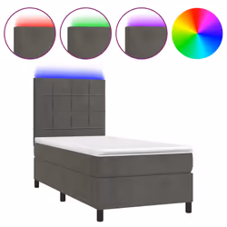 Letto a Molle con Materasso e LED Grigio Scuro 90x200cm Vellutocod mxl 99587 - Vista aggiuntiva 2