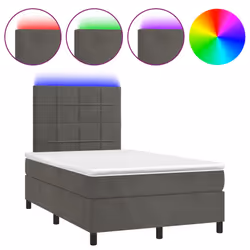 vidaXL Letto a Molle con Materasso e LED Grigio Scuro 120x200 cm - Vista aggiuntiva 2