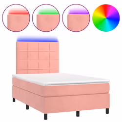 Letto a Molle con Materasso e LED Rosa 120x200 cm in Vellutocod mxl 123018 - Vista aggiuntiva 2