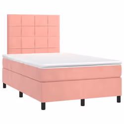 Letto a Molle con Materasso e LED Rosa 120x200 cm in Vellutocod mxl 123018 - Vista aggiuntiva 3