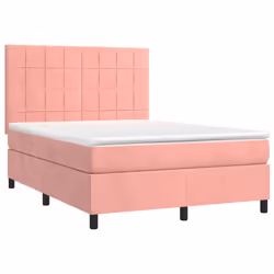Letto a Molle con Materasso e LED Rosa 140x200 cm in Vellutocod mxl 123055 - Vista aggiuntiva 3