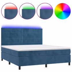 Letto a Molle con Materasso e LED Blu Scuro 160x200 cmcod mxl 99086 - Vista aggiuntiva 2