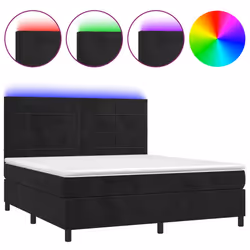 Letto a Molle con Materasso e LED Nero 180x200 cm in Vellutocod mxl 123021 - Vista aggiuntiva 2