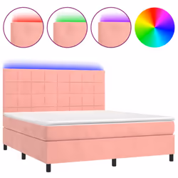 Letto a Molle con Materasso e LED Rosa 180x200 cm in Vellutocod mxl 99084 - Vista aggiuntiva 2