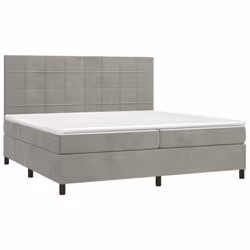 vidaXL Letto a Molle Materasso e LED Grigio Chiaro 200x200 cm Velluto - Vista aggiuntiva 3
