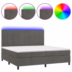 vidaXL Letto a Molle con Materasso e LED Grigio Scuro 200x200 cm - Vista aggiuntiva 2
