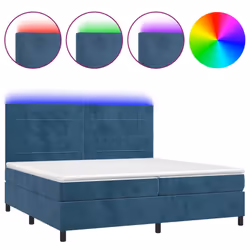 vidaXL Letto a Molle con Materasso e LED Blu Scuro 200x200 cm - Vista aggiuntiva 2