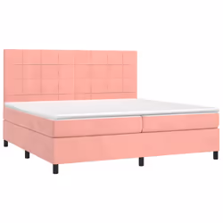 vidaXL Letto a Molle con Materasso e LED Rosa 200x200 cm in Velluto - Vista aggiuntiva 3