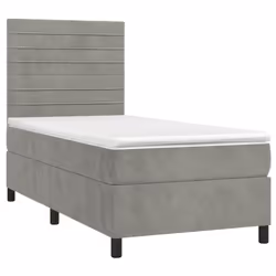 Letto a Molle Materasso e LED Grigio Chiaro 80x200 cm Vellutocod mxl 99088 - Vista aggiuntiva 3