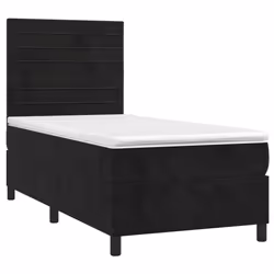 vidaXL Letto a Molle con Materasso e LED Nero 80x200 cm in Velluto - Vista aggiuntiva 3