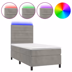 Letto a Molle Materasso e LED Grigio Chiaro 90x200 cm Vellutocod mxl 99091 - Vista aggiuntiva 2