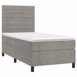 Letto a Molle Materasso e LED Grigio Chiaro 90x200 cm Vellutocod mxl 99091 - Vista aggiuntiva 3