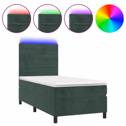 Letto a Molle con Materasso e LED Verde Scuro 90x200cm Vellutocod mxl 123030 - Vista aggiuntiva 2