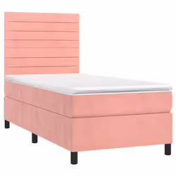 Letto a Molle con Materasso e LED Rosa 100x200 cm in Vellutocod mxl 123020 - Vista aggiuntiva 3