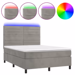 Letto a Molle Materasso e LED Grigio Chiaro 140x190 cm Vellutocod mxl 123025 - Vista aggiuntiva 2