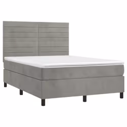 Letto a Molle Materasso e LED Grigio Chiaro 140x190 cm Vellutocod mxl 123025 - Vista aggiuntiva 3